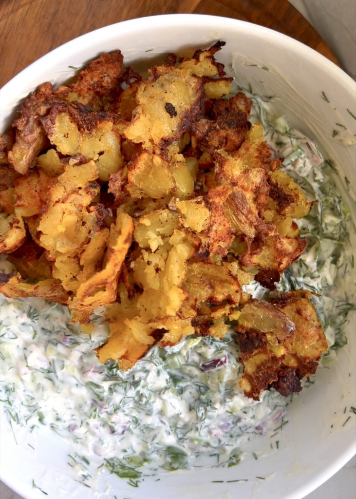 Fold in the crispy potatoes