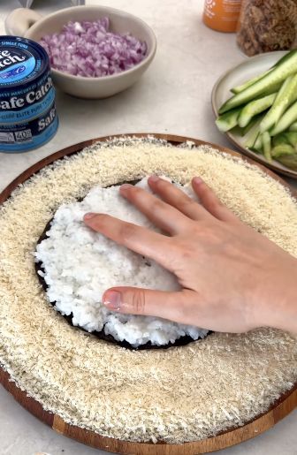 Coat the outside of the nori shells with panko