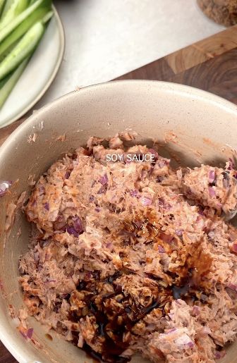 Mix the creamy spicy tuna filling