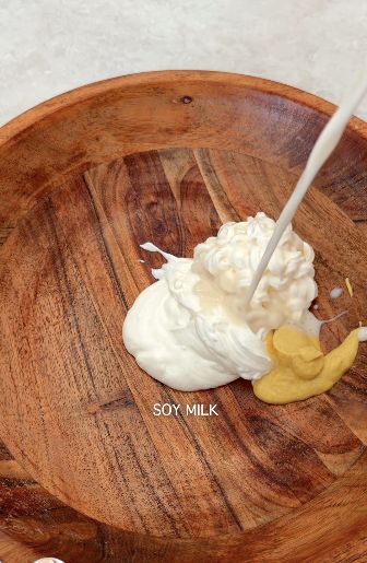 Add yogurt, mayonnaise and mustard for the dressing
