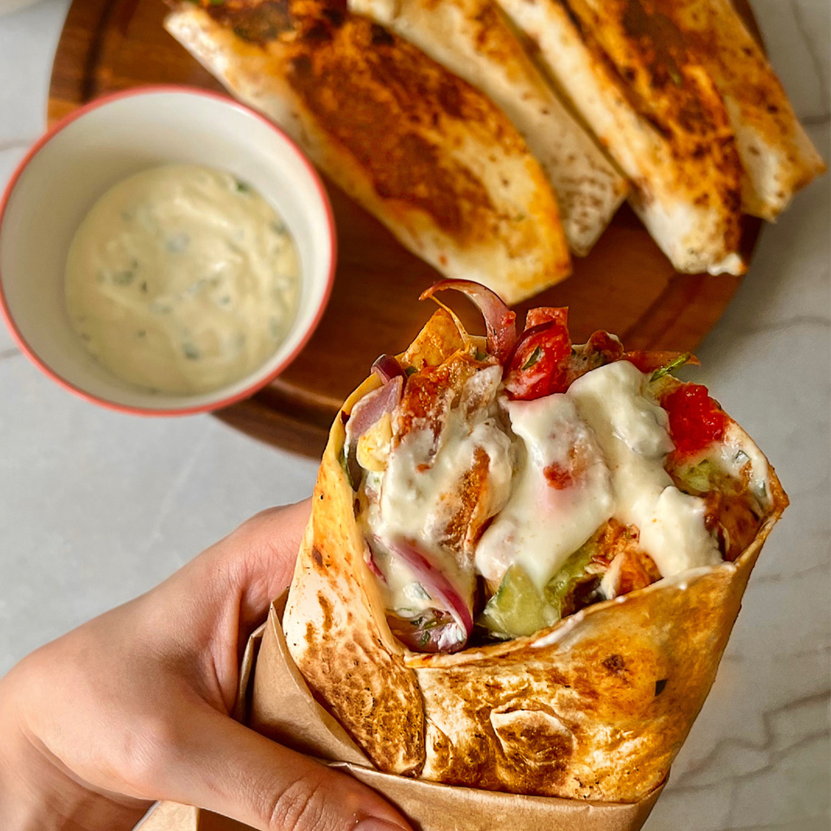 Authentic Chicken Shawarma with Garlic Sauce & Fries