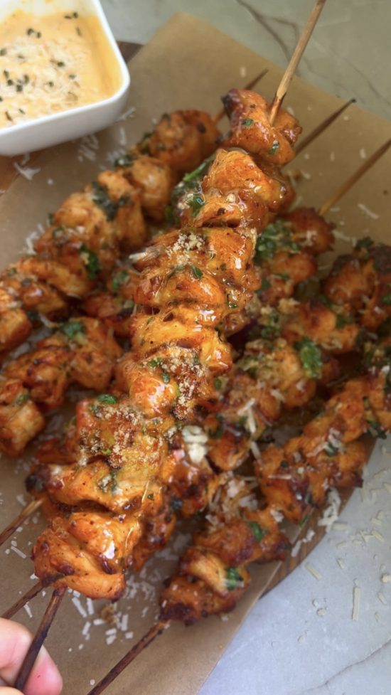 Garlic Parmesan Chicken Skewers
